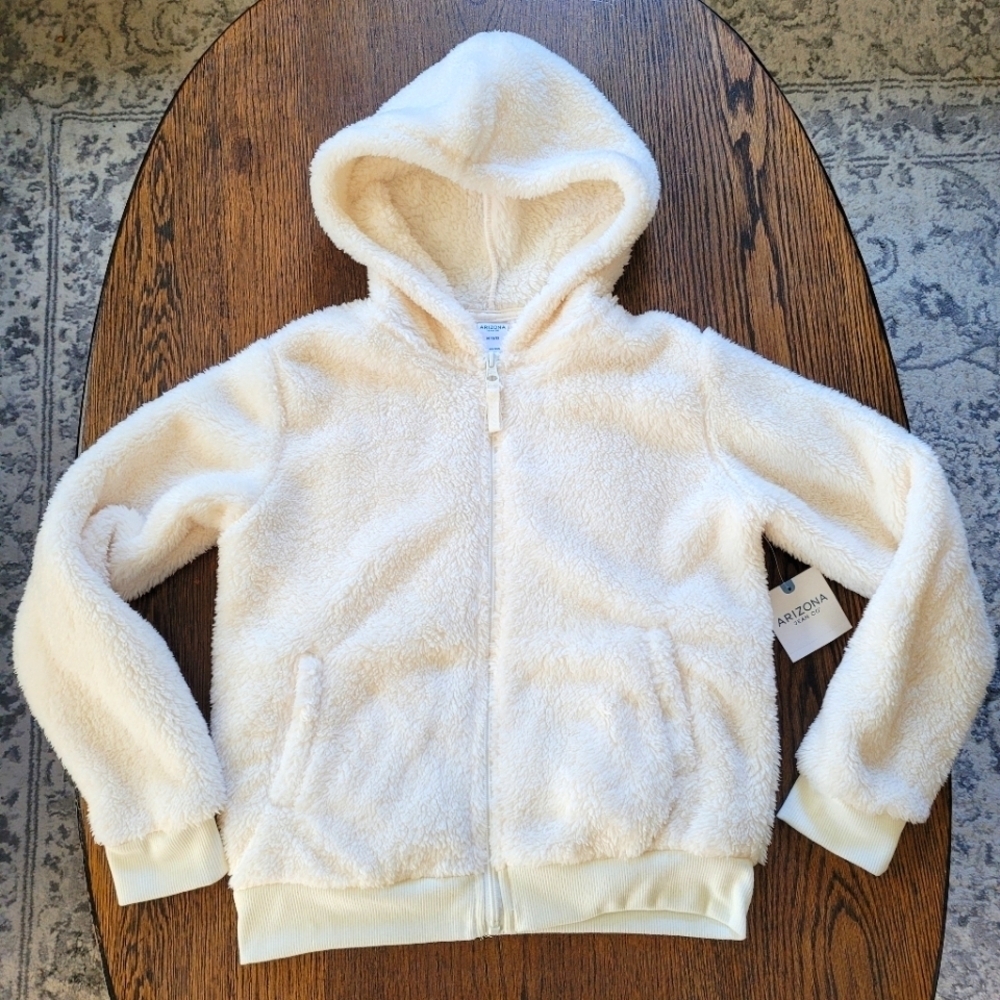 Arizona Jean Co. White Zip Up Hooded Jacket Size Medium 10/12 NEW WITH TAG